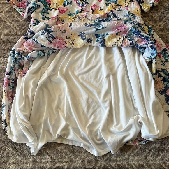 Torrid Mini Gauze Puff Sleeve Skater Dress White Floral - Picture 10 of 11
